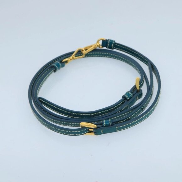 PRADA Shoulder Bag Safiano leather Turquoise Blue Gold Auth - Picture 8 of 16